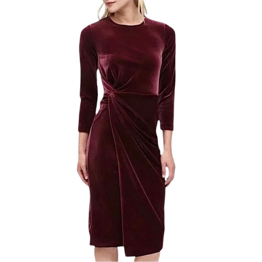 Banana Republic Burgundy Long Sleeve Dress